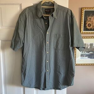 Vintage cotton Eddie Bauer Men's Blue Checkered Button Down Shirt